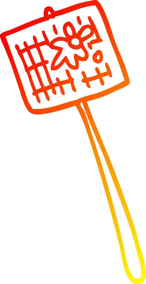 warm gradient line drawing cartoon fly swatter vector