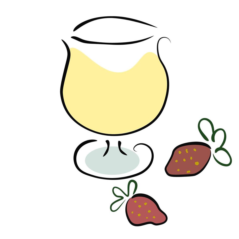 Cocktail with strawberries. Sketch. Drawing for the logo. vector