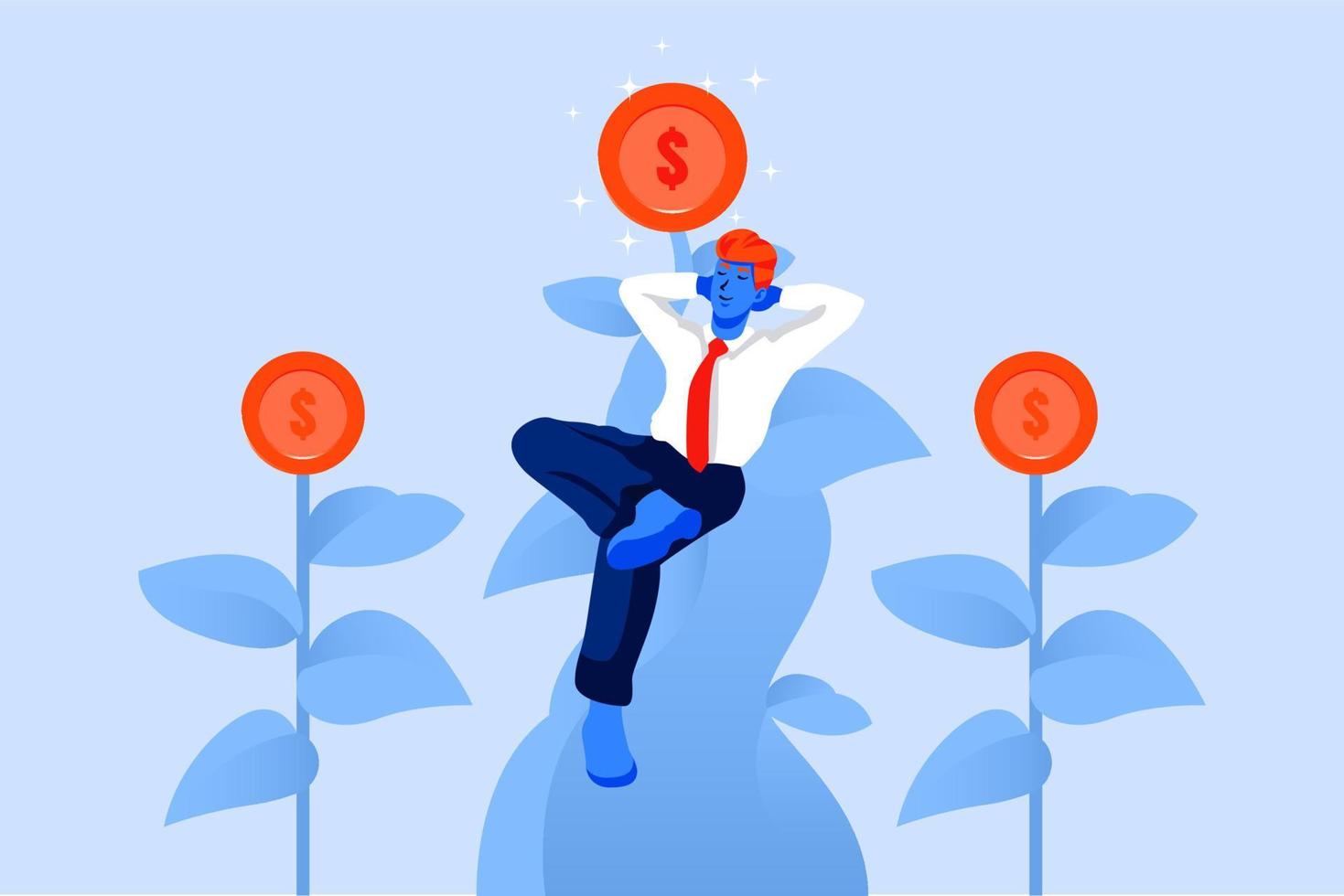 Business man have relax on the tree and passive income concept vector
