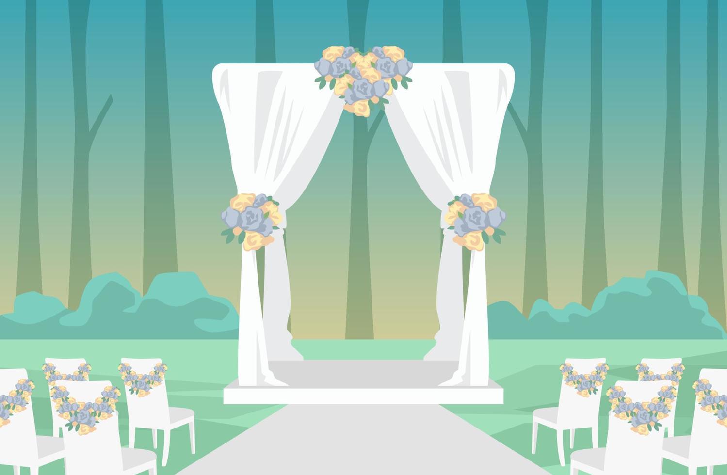 Colorido bosque jardín boda arco decoraciones vector ilustración