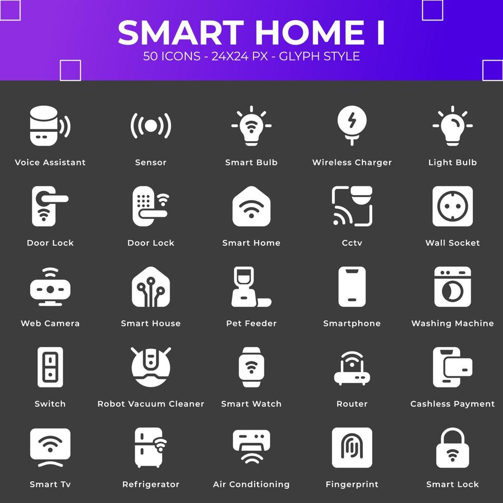 Smart Home Icon pack with solid style vector