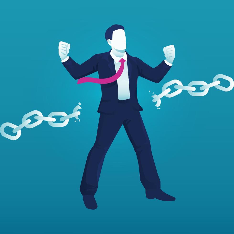 Business man breaking chain for freedom and spirit in business concept vector