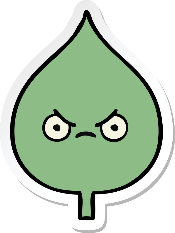 sticker of a cute cartoon expressional leaf vector