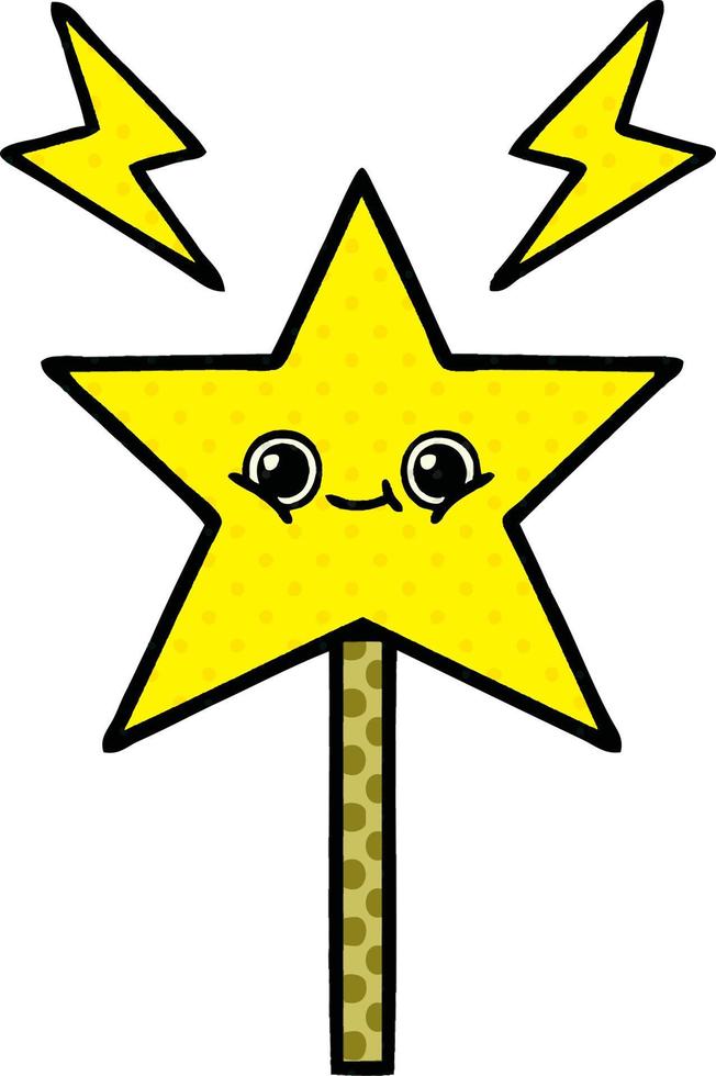 comic book style cartoon magic wand vector