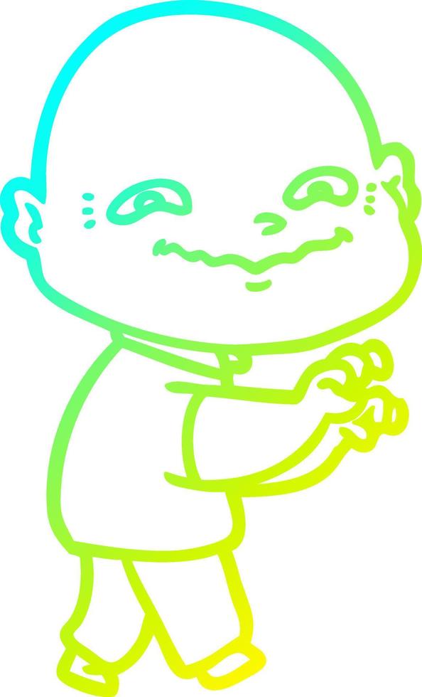 cold gradient line drawing cartoon creepy guy vector