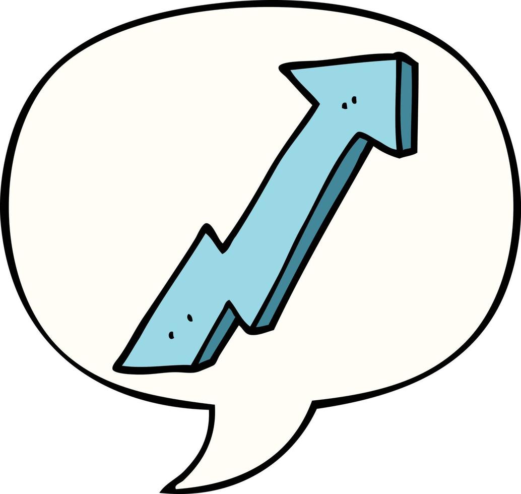 cartoon positive growth arrow and speech bubble vector