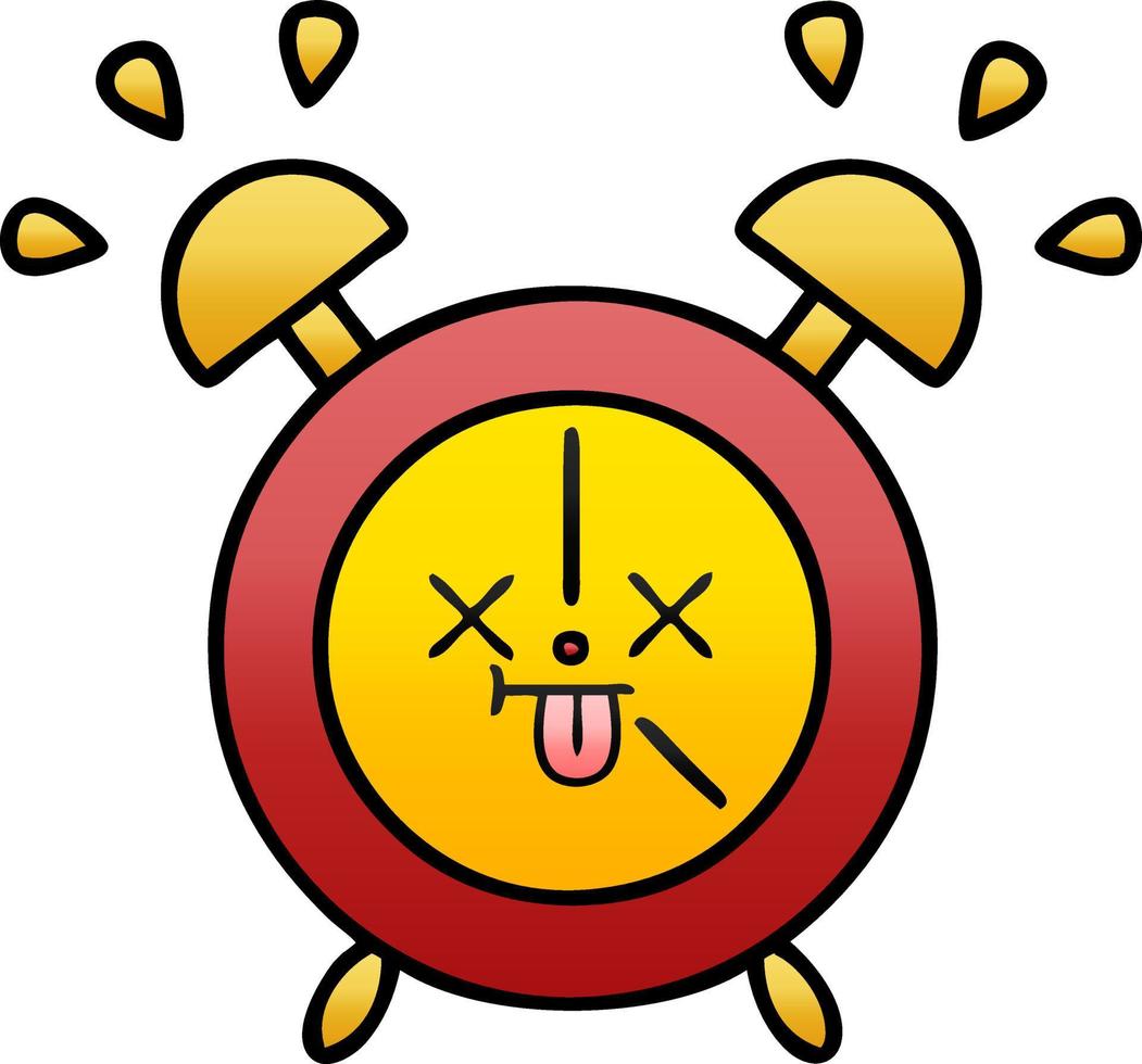 gradient shaded cartoon alarm clock vector