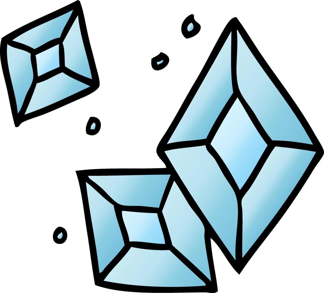 gradient cartoon doodle of some diamonds vector