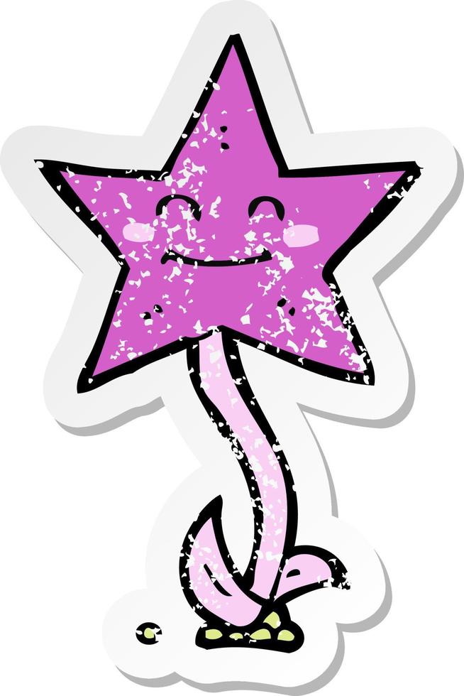 retro distressed sticker of a cartoon star flower vector