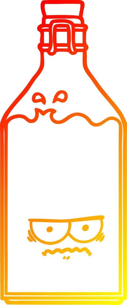 warm gradient line drawing cartoon old bottle vector