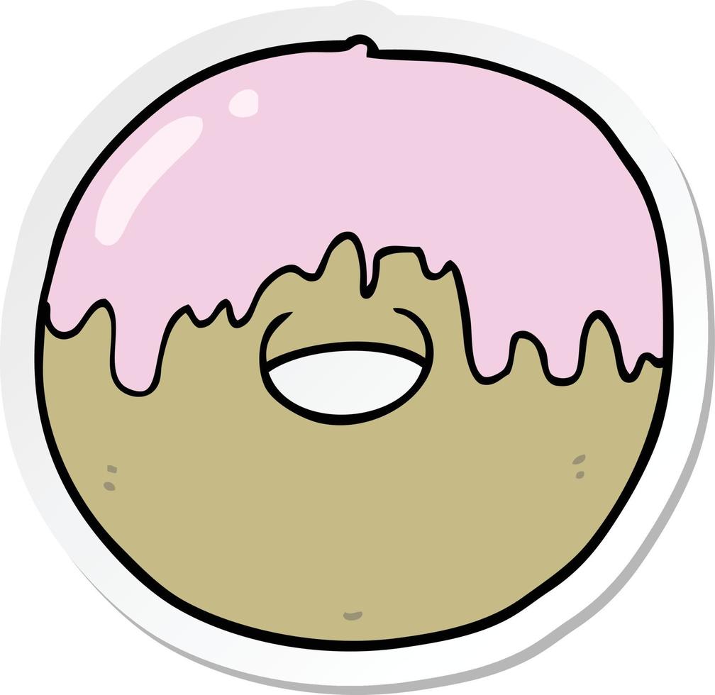 sticker of a cartoon donut vector