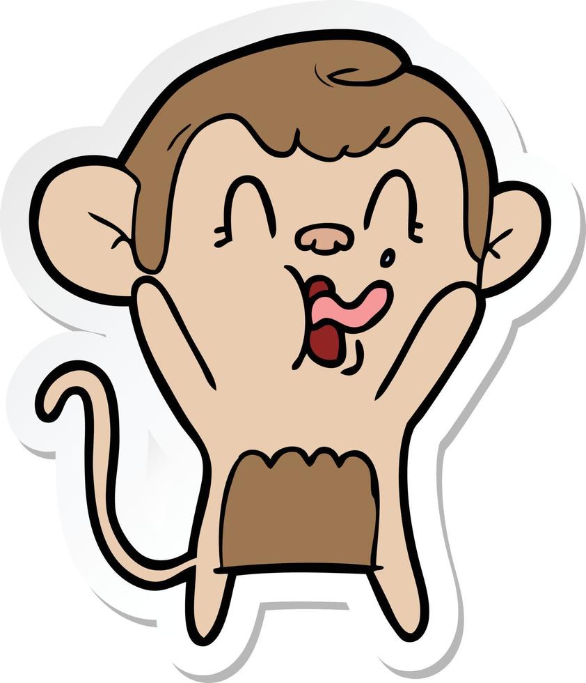 sticker of a crazy cartoon monkey vector