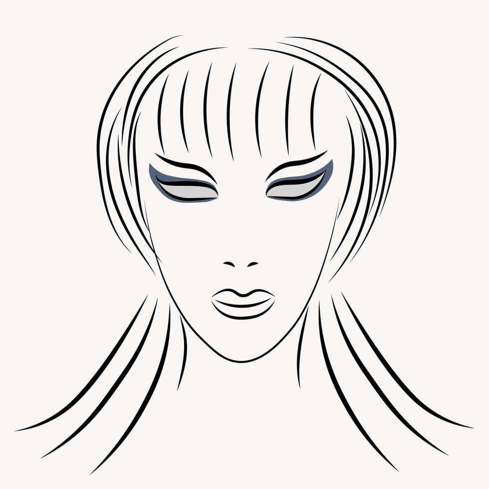 Vector stylish hand-drawn graphics portrait with beautiful young attractive girl. Model for design. Fashion, style, beauty . Graphic, sketch drawing.