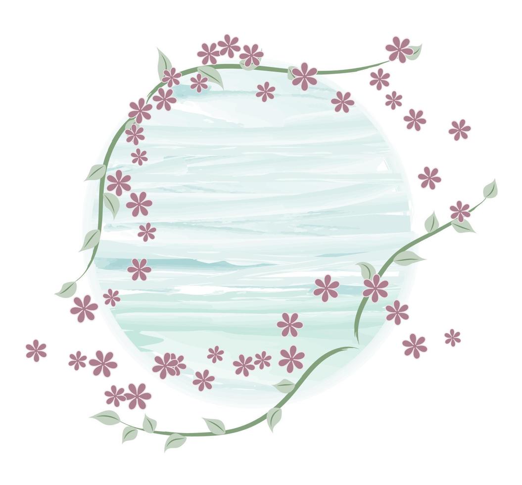marco con flores y mar. vector