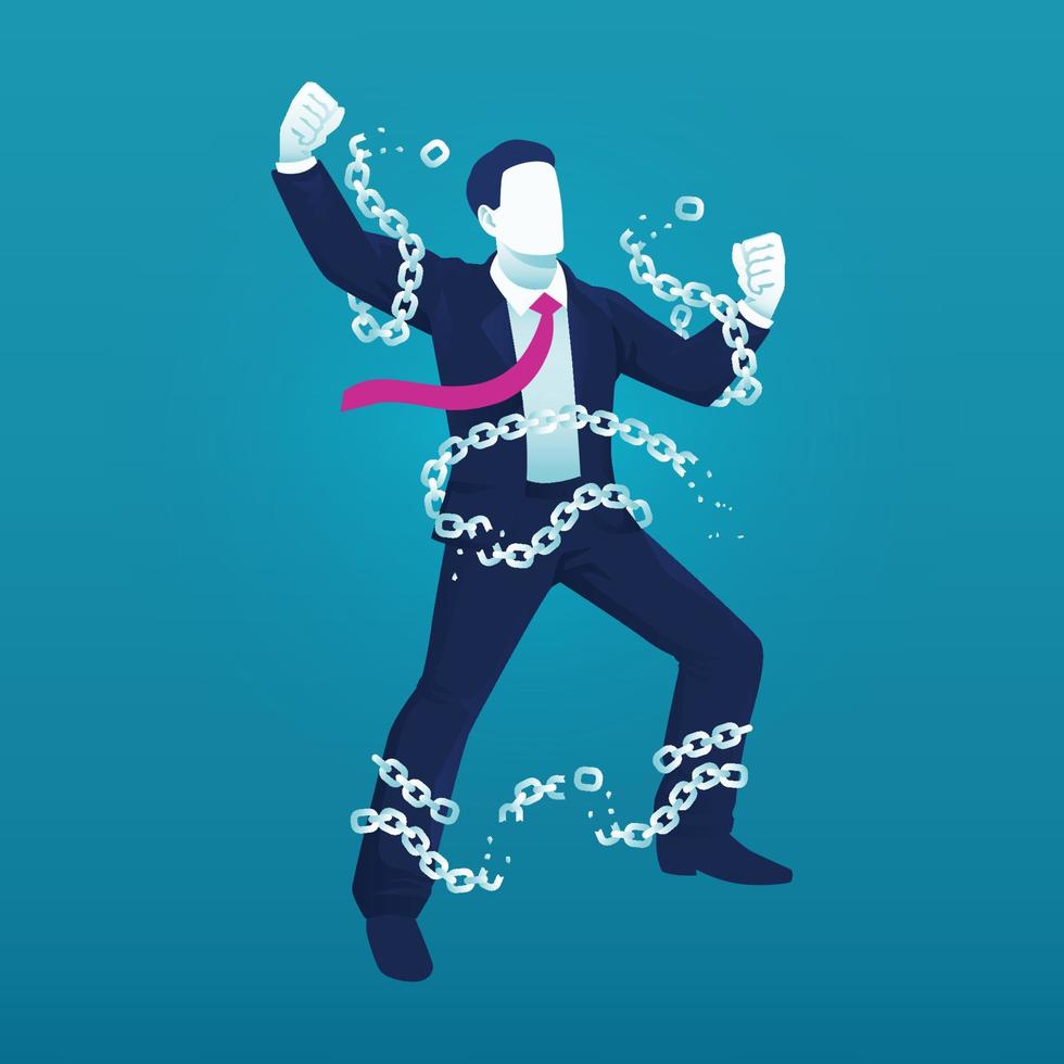 Business man breaking chain for freedom and spirit in business concept vector