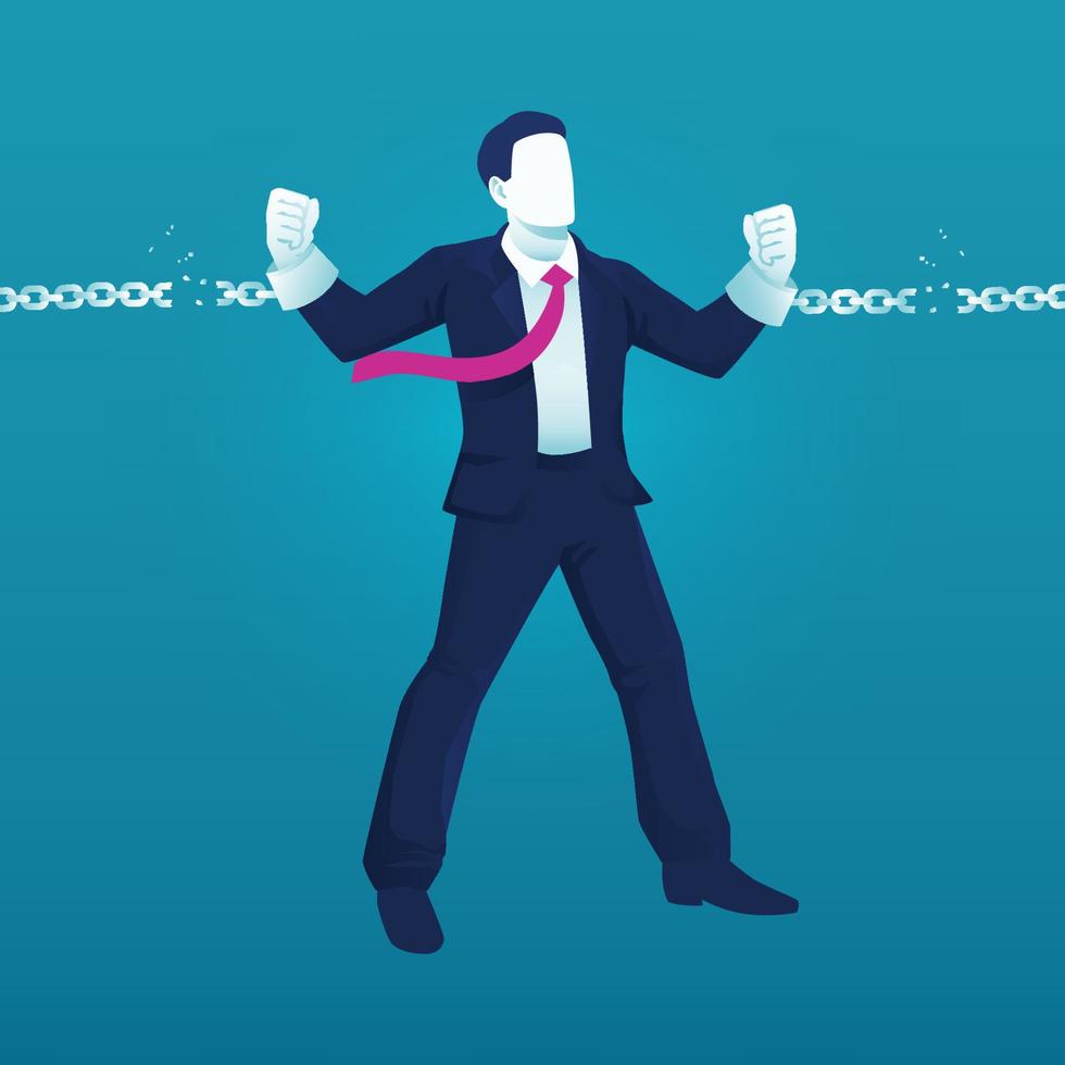 Business man breaking chain for freedom and spirit in business concept vector