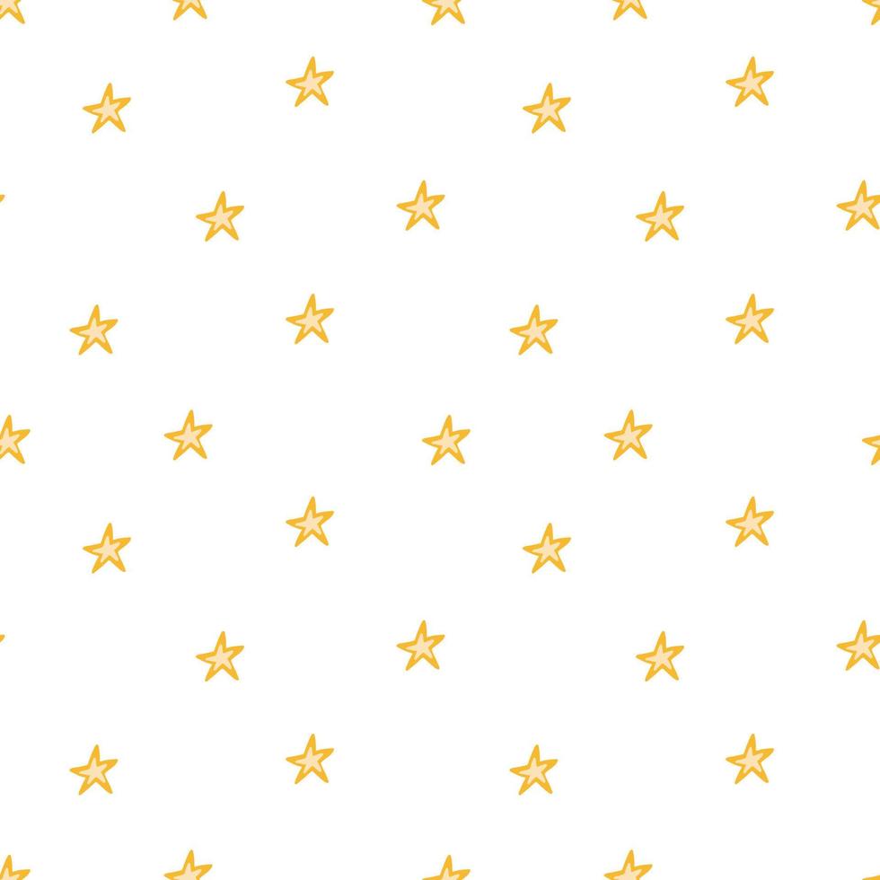 Seamless pattern with cartoon-style stars on a white background, astrology, sky. Magical cosmic sky, abstract esoteric ornament, vector pattern for fabrics.