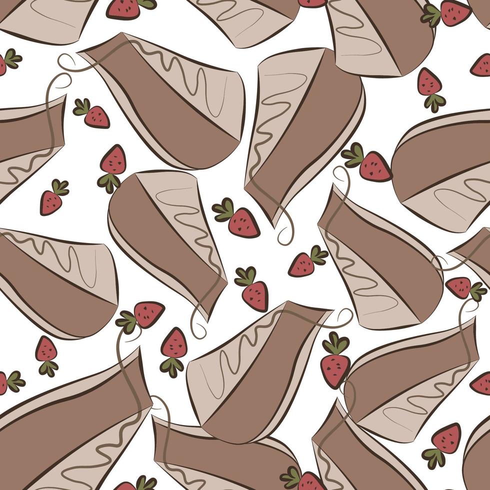 fondo transparente con una rebanada de pastel y fresas. vector