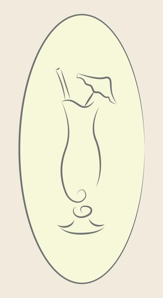 A sketch of a cocktail with an umbrella. vector