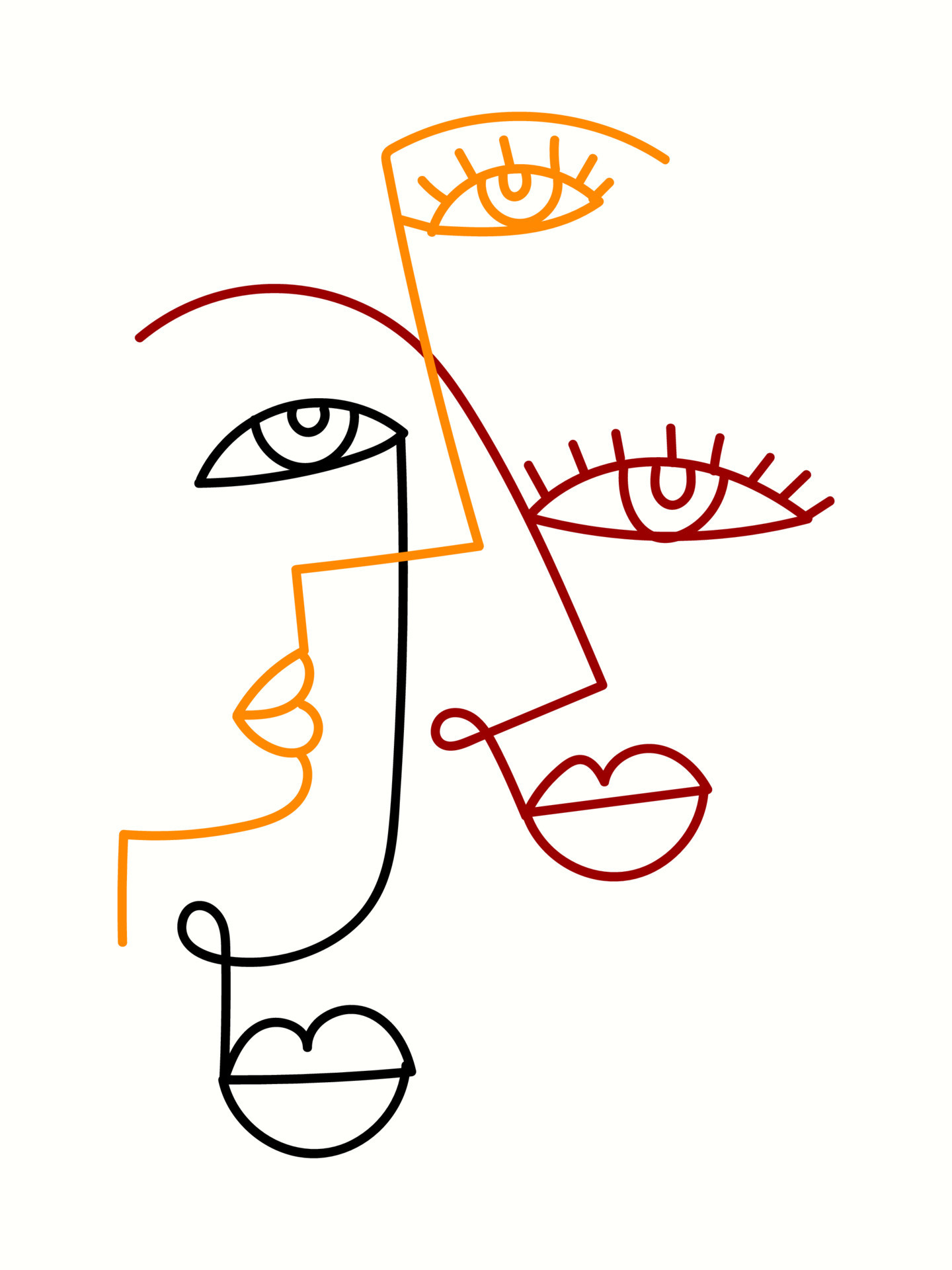 mujer de retrato de cara abstracta, hombre, persona, ilustración de vector  de charactet. arte lineal, moderno, gente dibujada a mano. 8634991 Vector  en Vecteezy