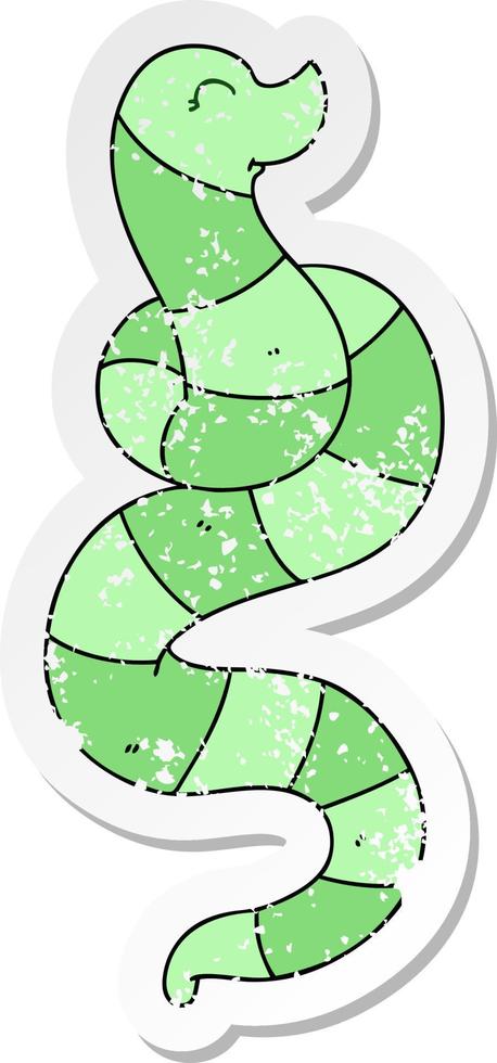 distressed sticker of a quirky hand drawn cartoon snake vector
