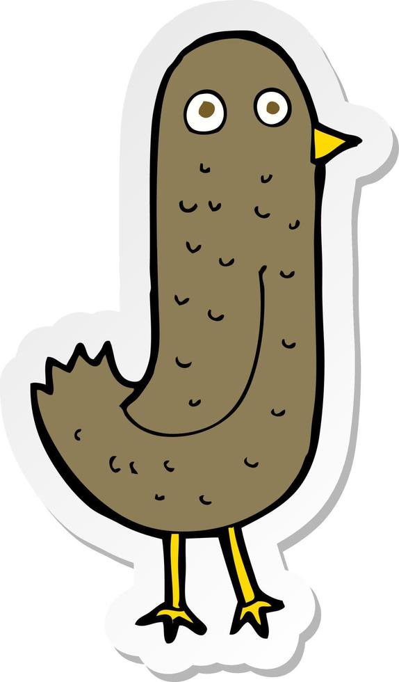 sticker of a funny cartoon bird vector