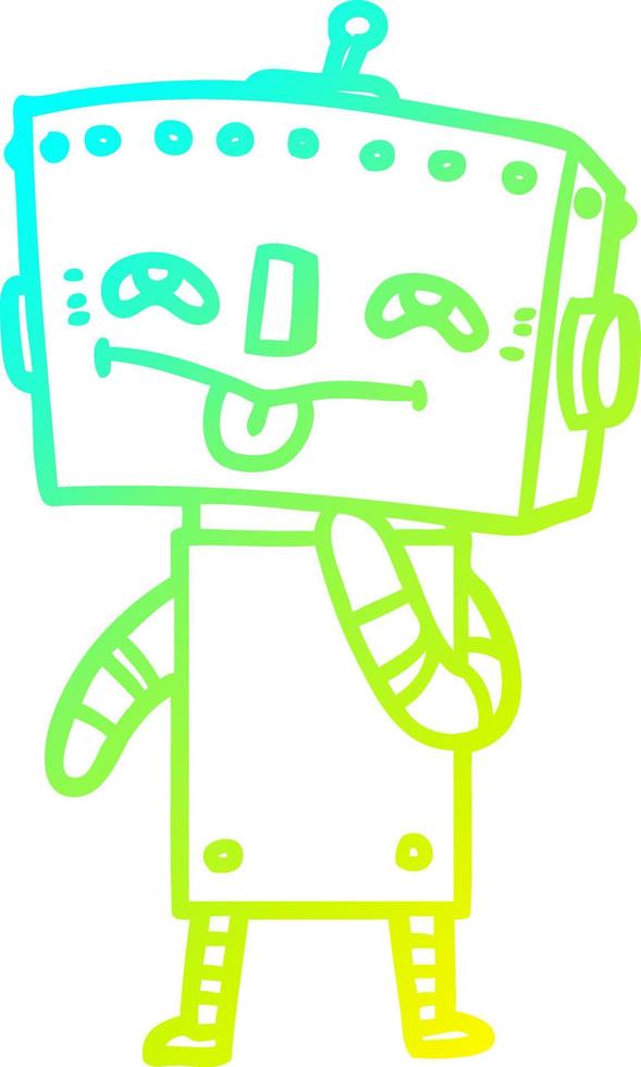 cold gradient line drawing cartoon robot vector