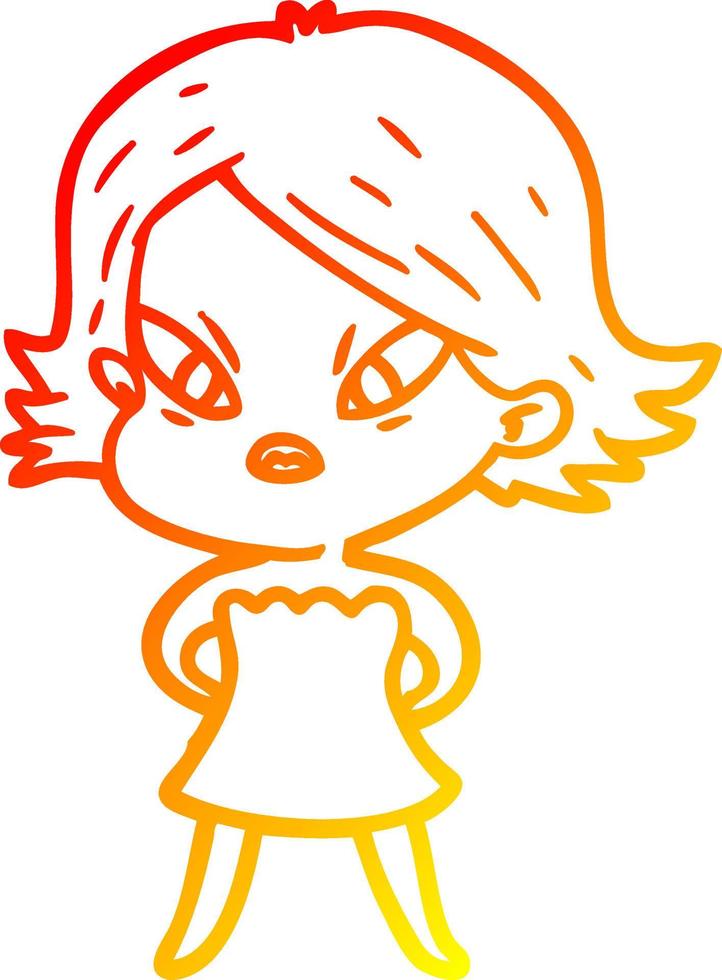 warm gradient line drawing cartoon stressed woman vector