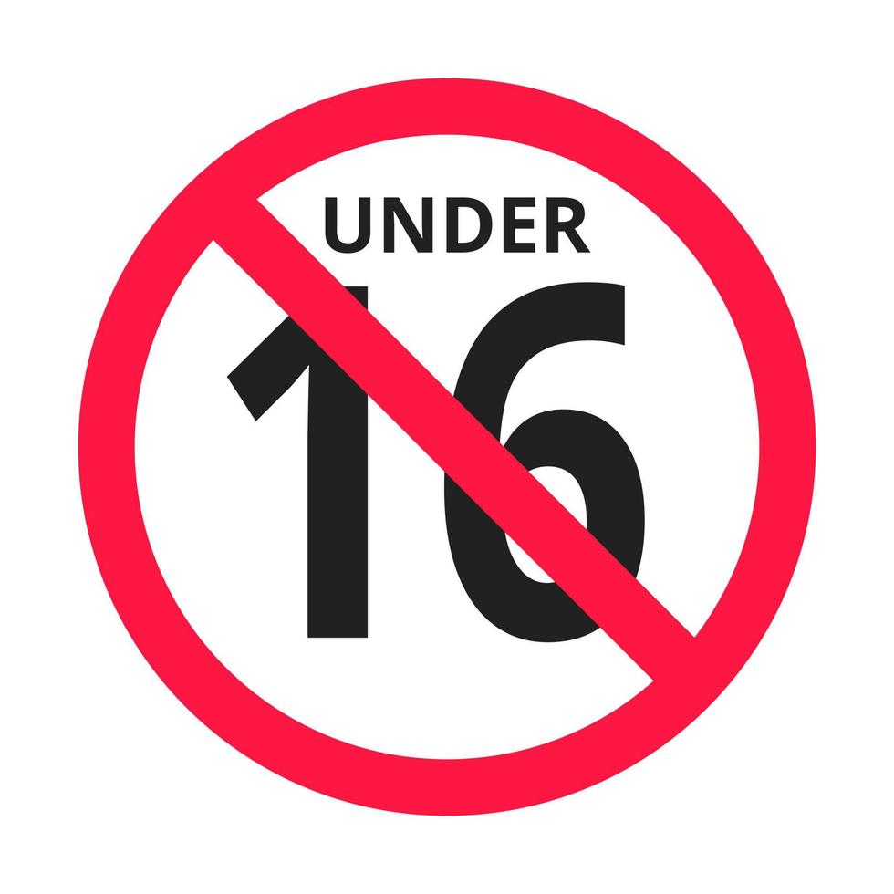 Under 16 forbidden round icon sign vector illustration.