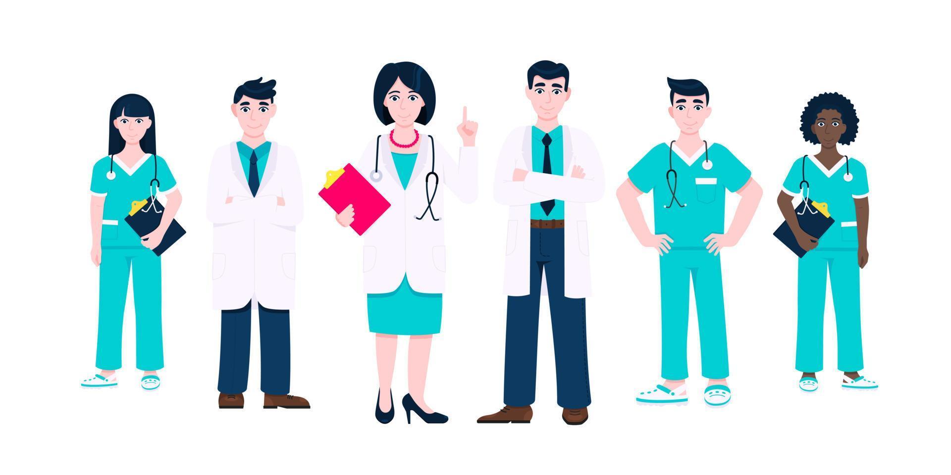Medical staff doctors team clinic employee vector illustration.