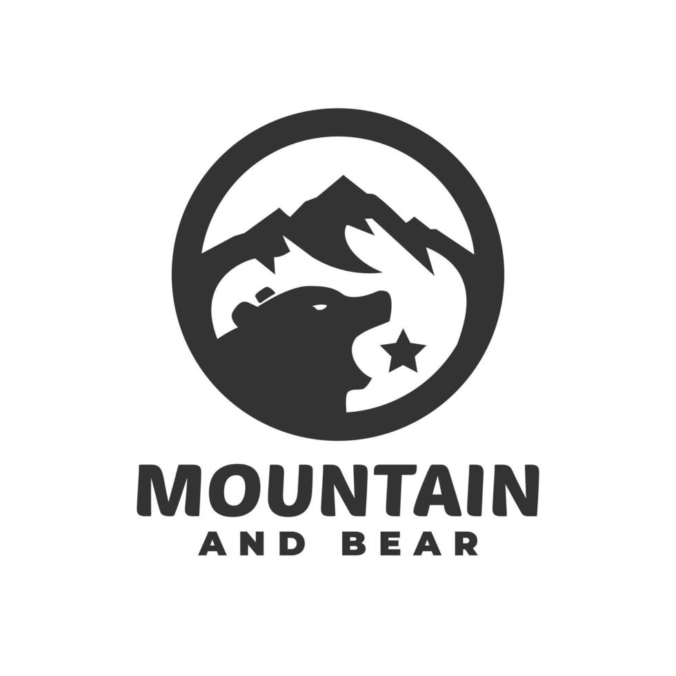 illustration of a mountain and a bear. good for any business related to mountain expedition. vector