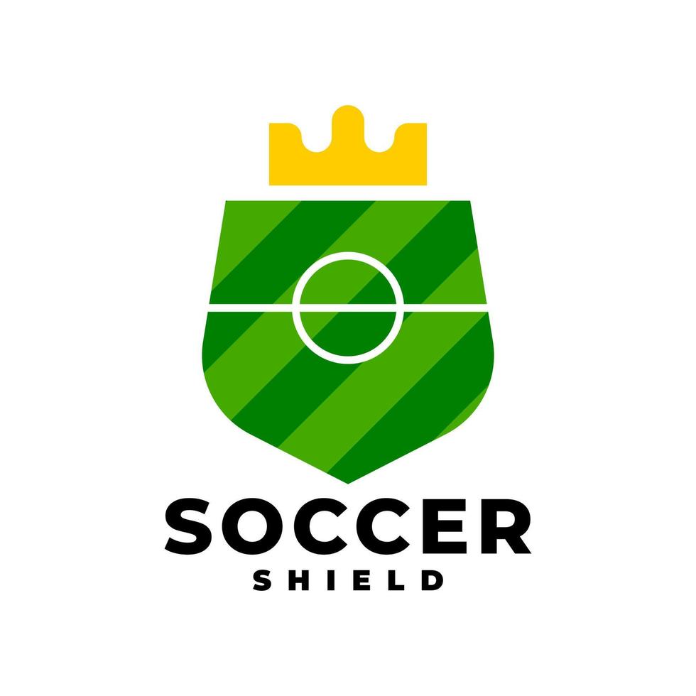 illustration of a soccer field in a shield. good for any business related to soccer things. vector