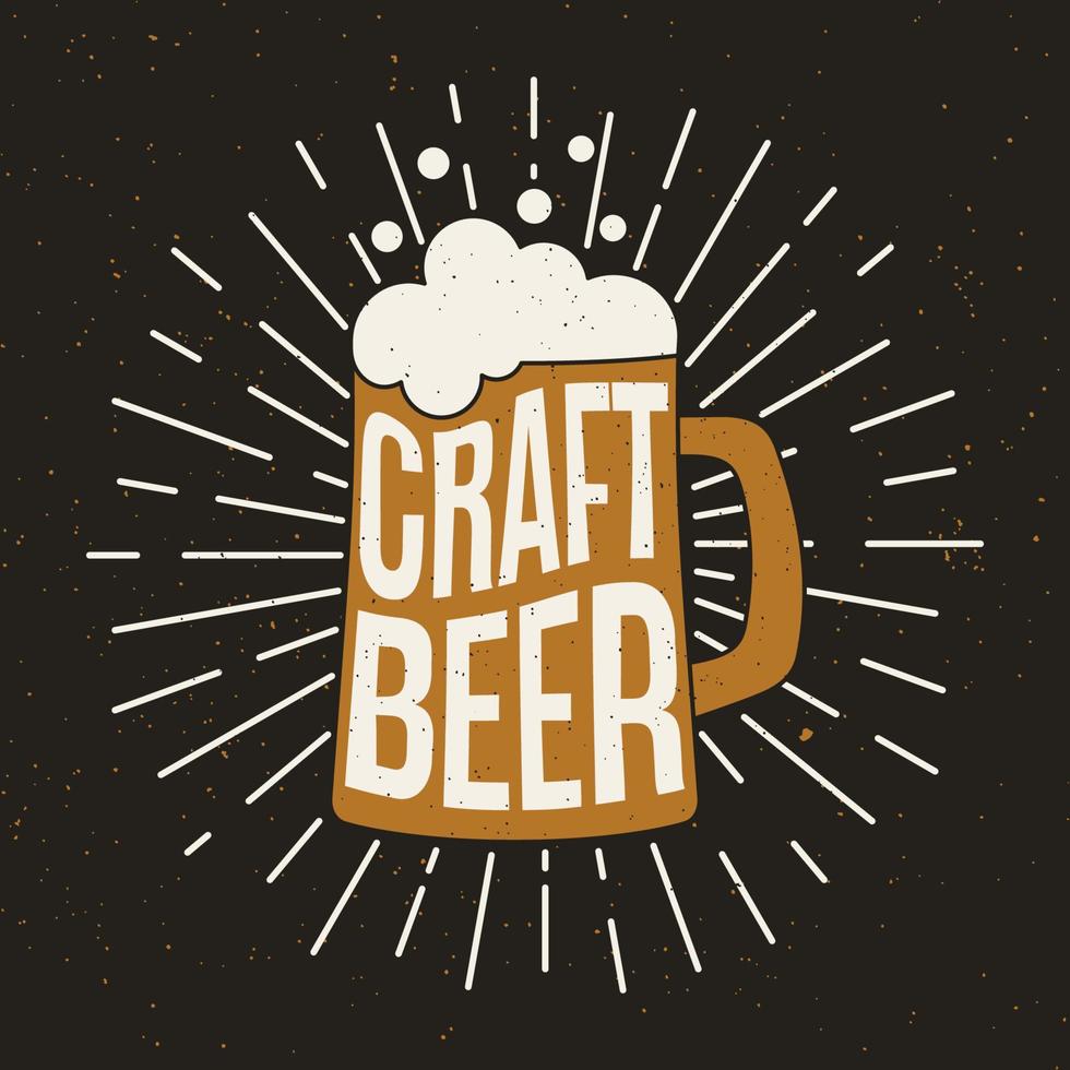 jarra de cerveza con texto. cerveza artesanal. diseño de carteles vectoriales. vector