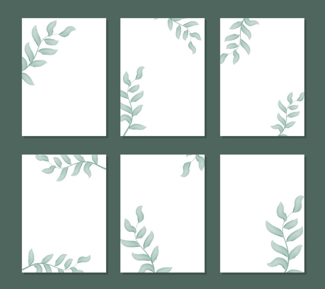 Foliage and greenery set rustic frames vector