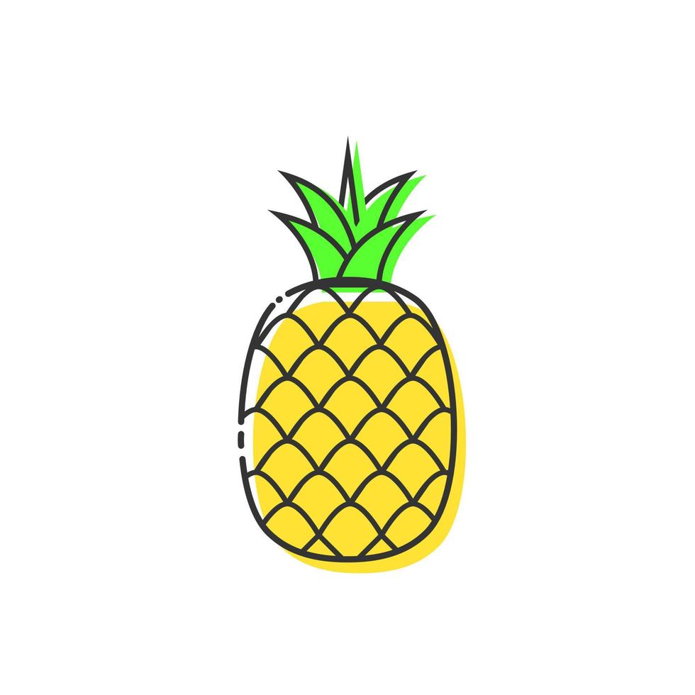 Cartoon pineapple icon on white background vector