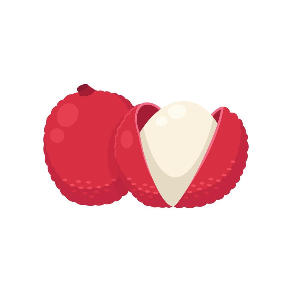 Flat vector of Lychee fruit isolated on white background. Flat illustration graphic icon
