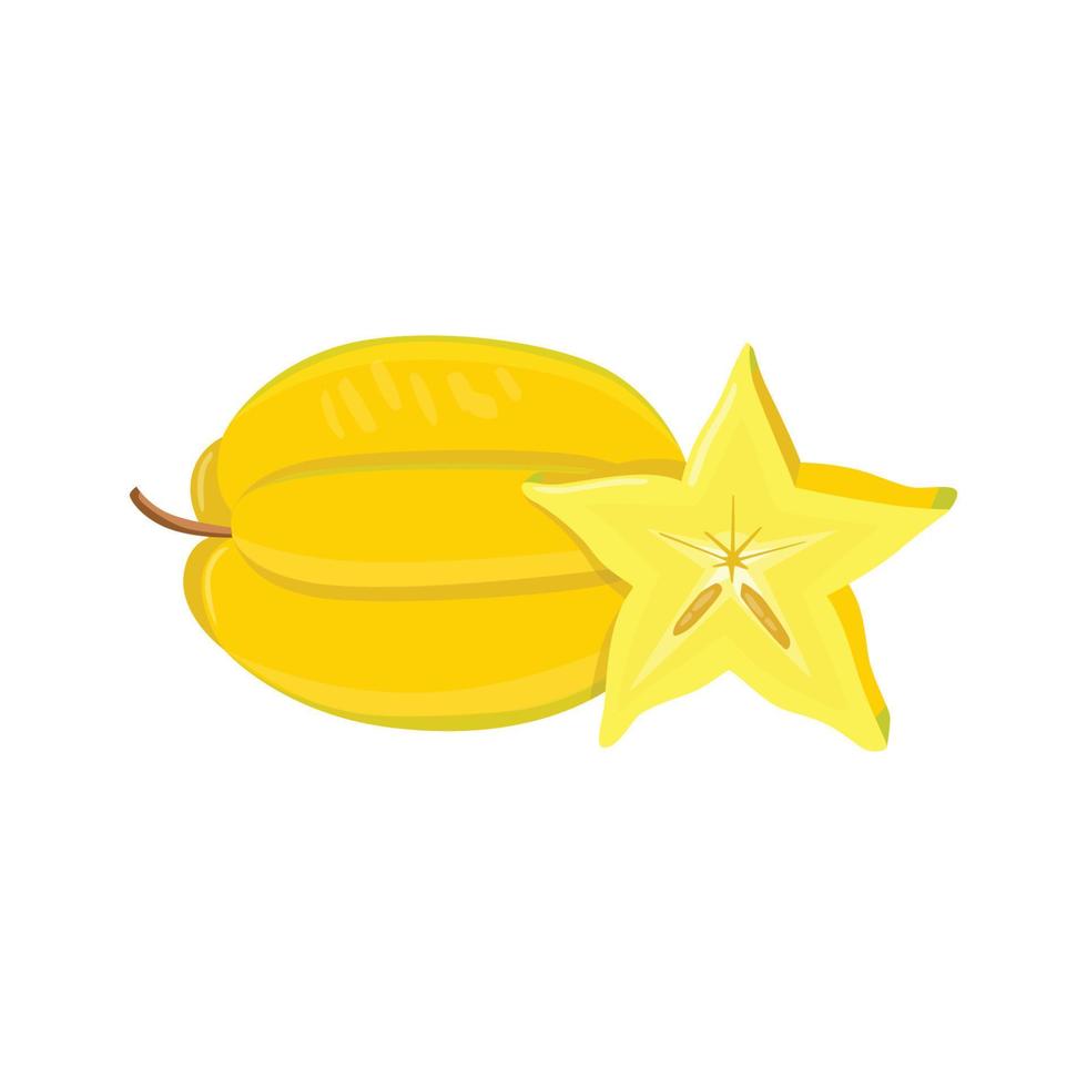 Flat vector of Star Fruit isolated on white background. Flat illustration graphic icon