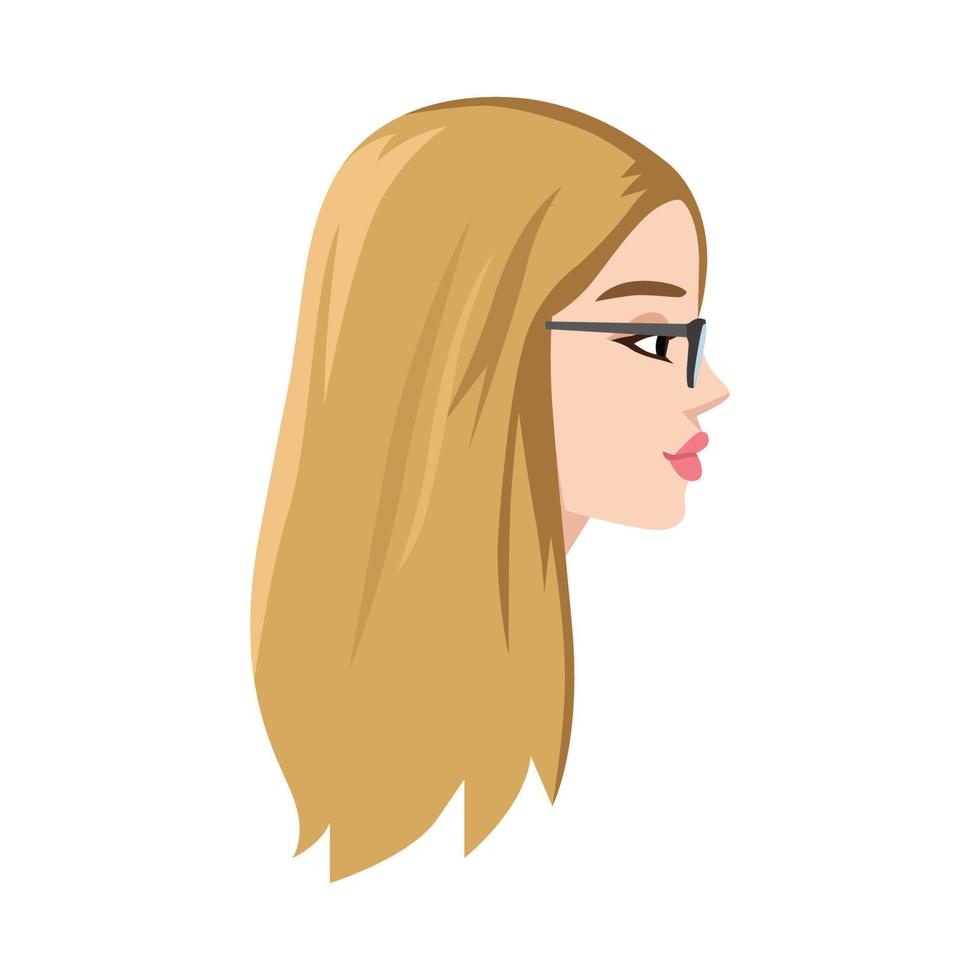 retrato de una encantadora rubia en vista de perfil. una hermosa mujer de ojos azules, pelo corto, labios carnosos. la niña sonríe, mira hacia otro lado. ilustración vectorial para un avatar de perfil en una red social. vector