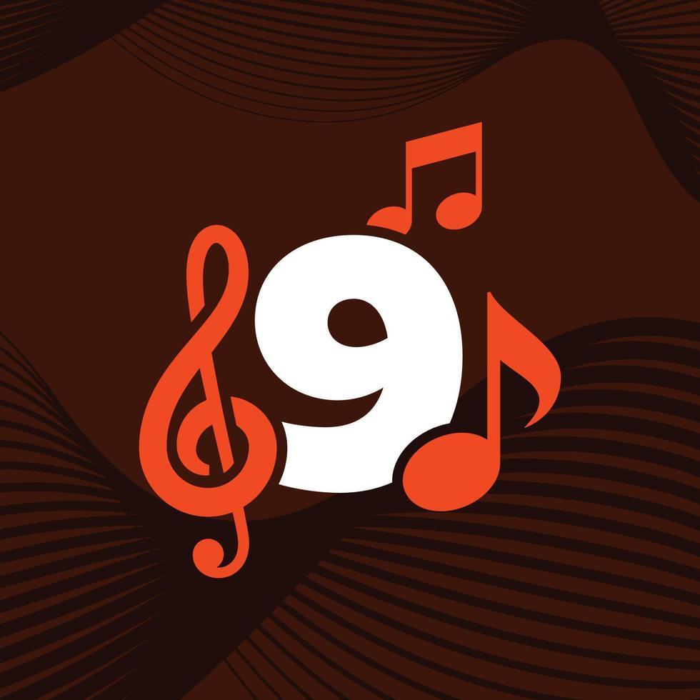 logotipo de la música número 9 vector