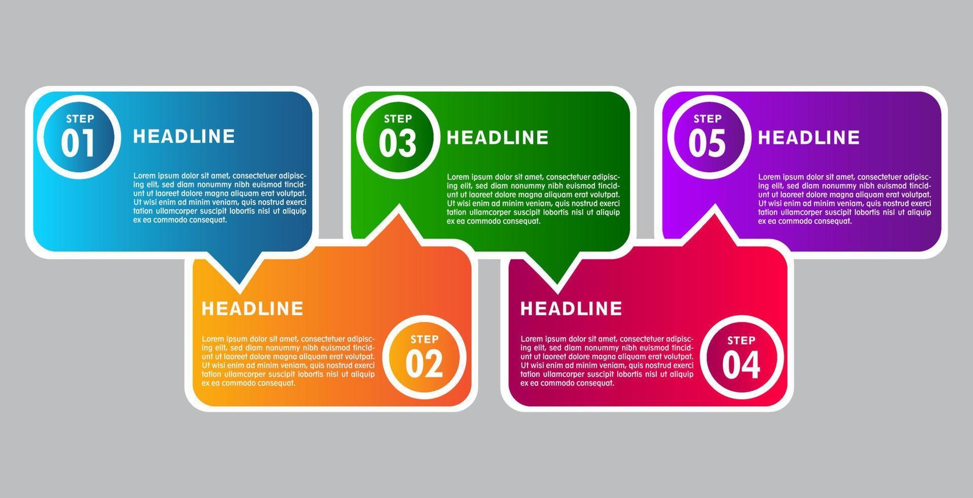5 etapas de coloridos elementos infográficos. diseños para banners, presentaciones y más. vector