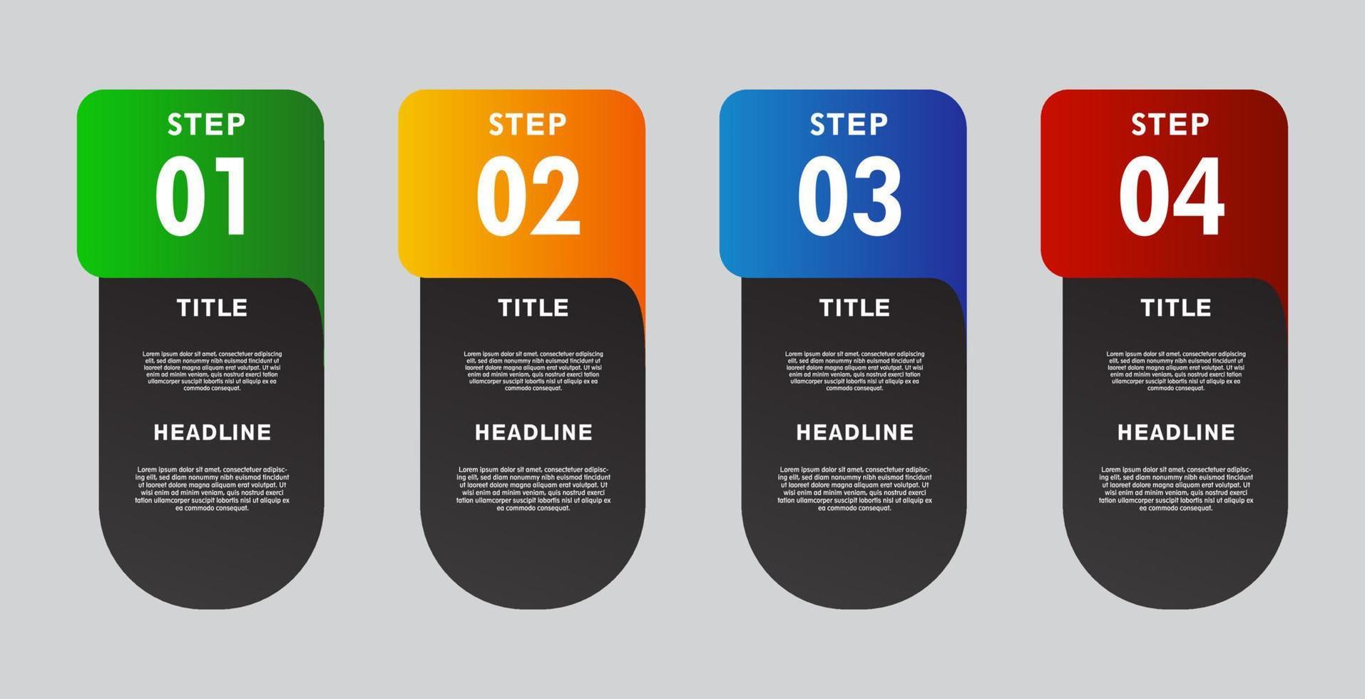 4 stages of colorful infographic elements. designs for banners, presentations and more. vector