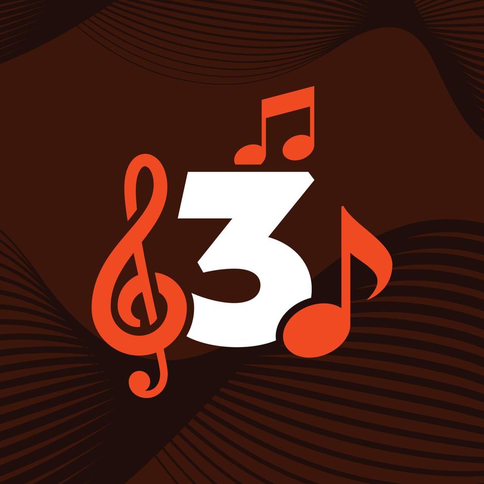 logotipo de la música número 3 vector