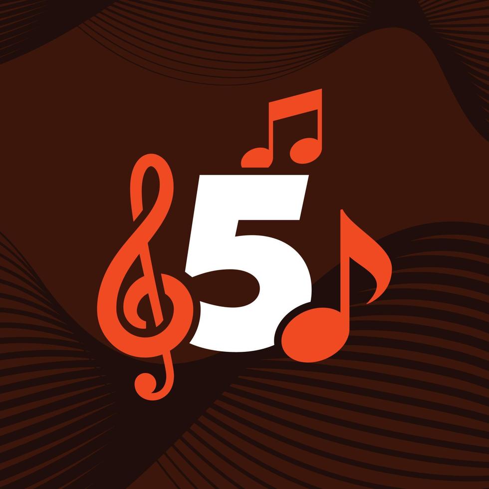 logotipo de la música número 5 vector