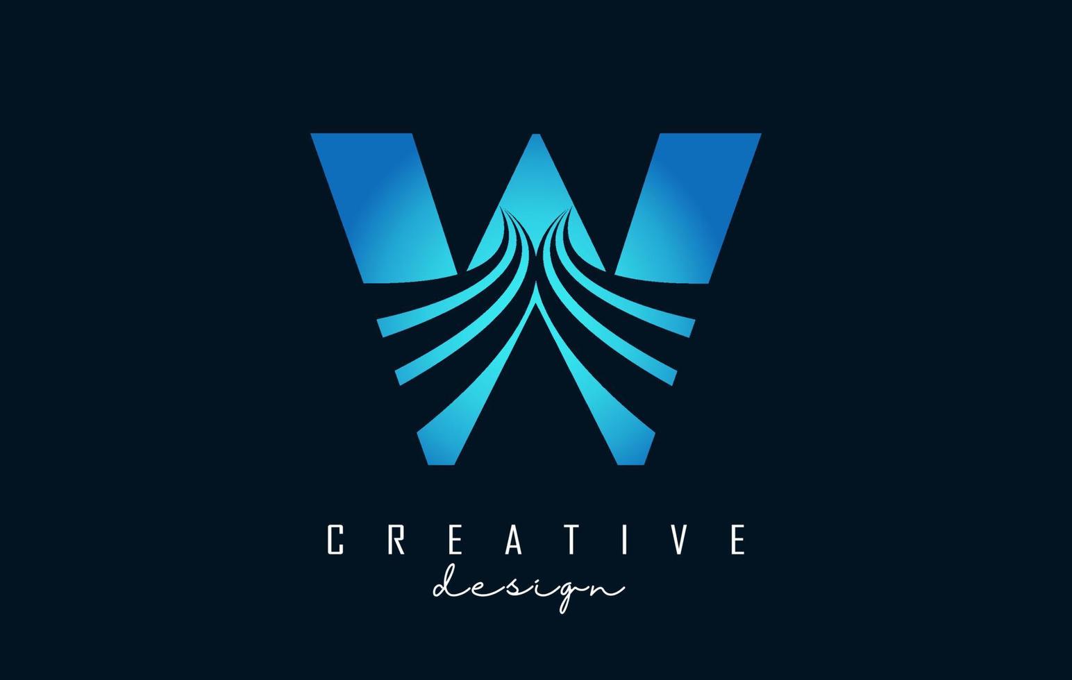 logotipo creativo de la letra w con líneas principales y diseño de concepto de carretera. letra w con diseño geométrico. vector
