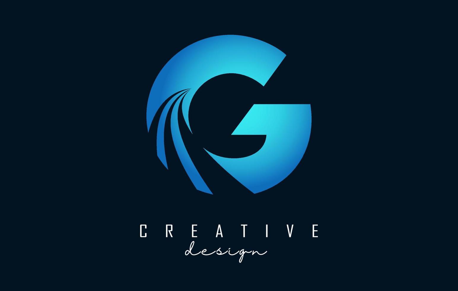 Creative letter G logo with leading lines and road concept design. Letter G with geometric design. vector