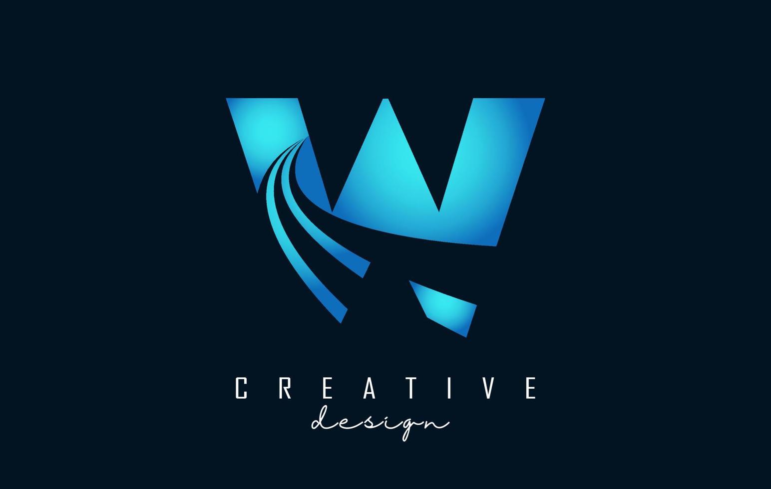 Creative letter W logo with leading lines and road concept design. Letter W with geometric design. vector