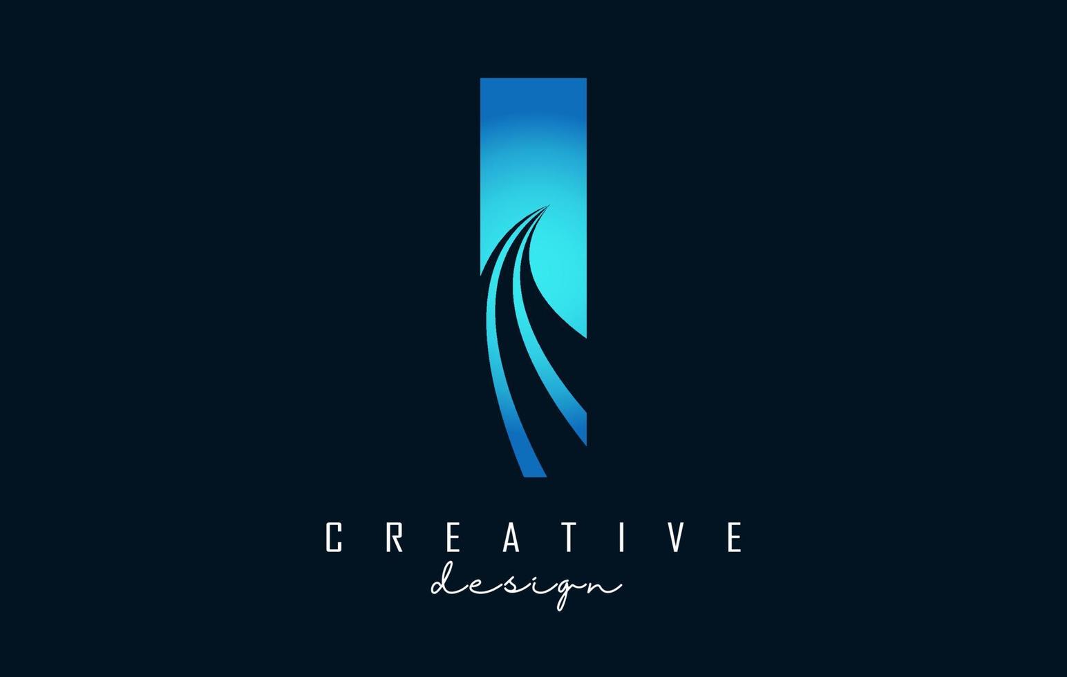 Creative letter I logo with leading lines and road concept design. Letter I with geometric design. vector