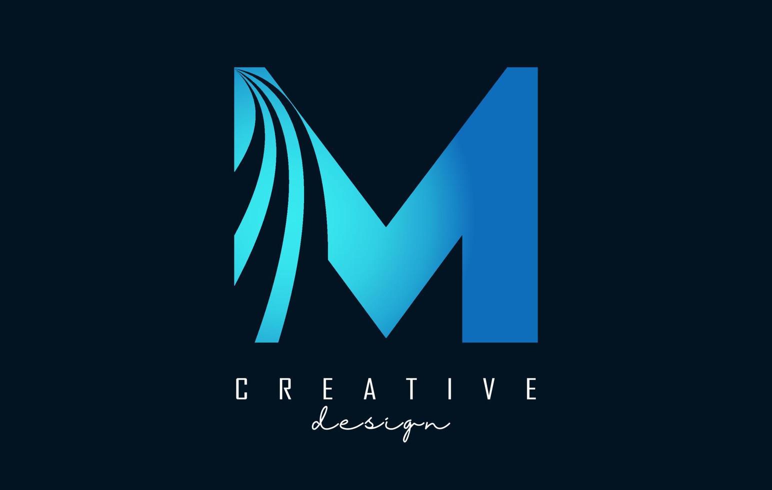 Creative letter M logo with leading lines and road concept design. Letter M with geometric design. vector