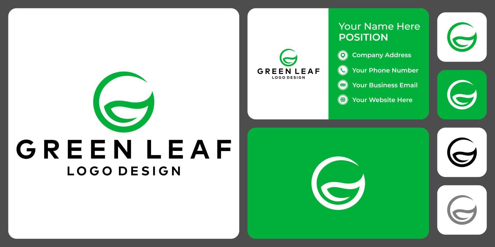 Letter G monogram nature logo design with business card template. vector