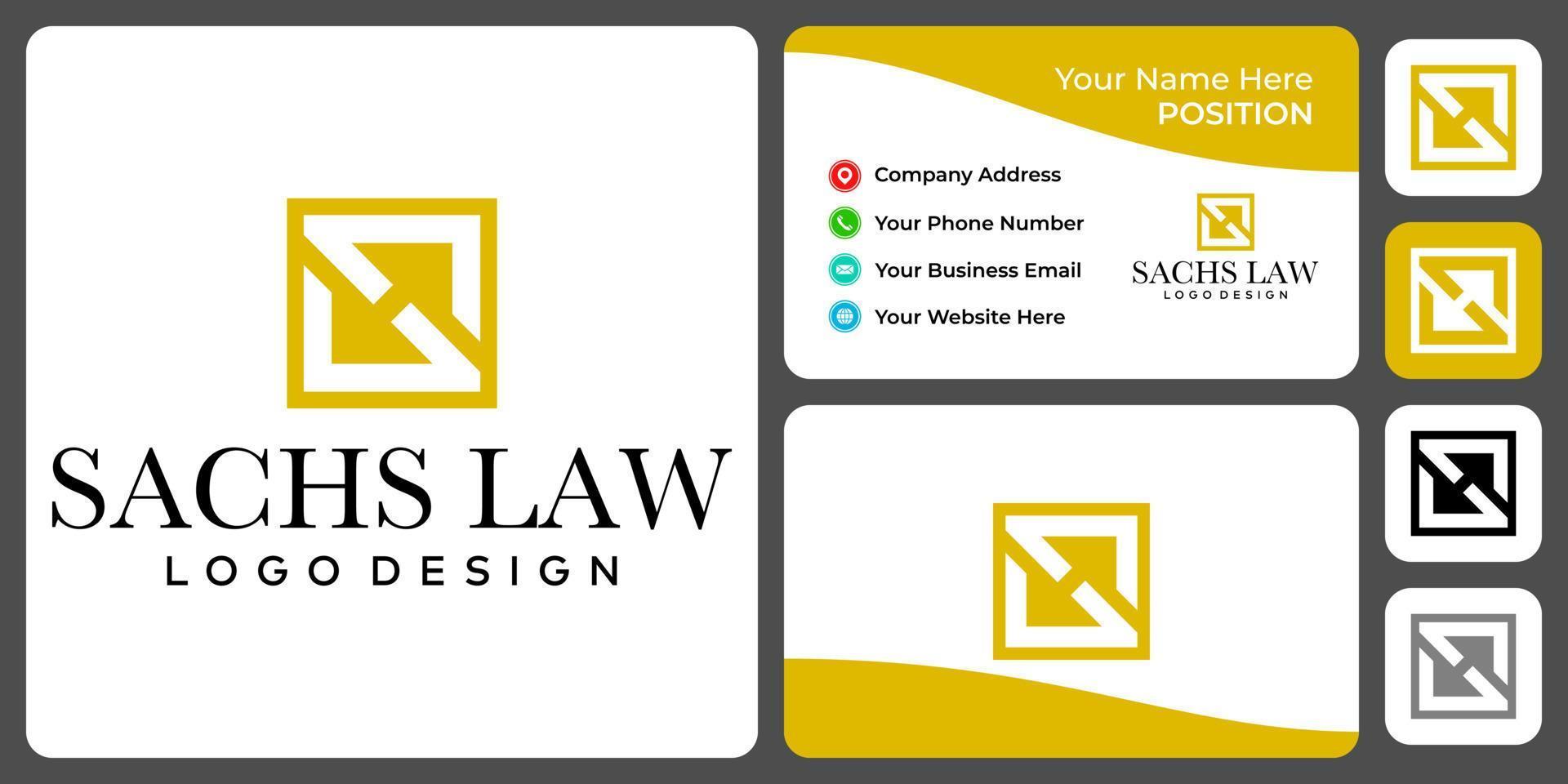 Letter S L monogram law logo design with business card template. vector